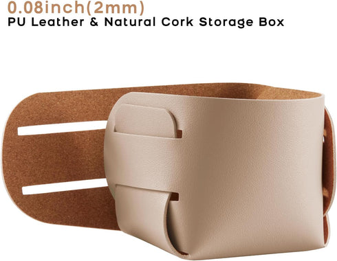 HOMIEAZICOZI 2-Pack Cork Leather Makeup Brush Holder Organizer - Desk Accessories Storage - Pencil Pen Holder - Stylish Addition to Home Decor (Ap...