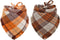 Fall Dog Bandana Autumn Thanksgiving Plaid Reversible Triangle Bibs Scarf Accessories for Dogs Pets...