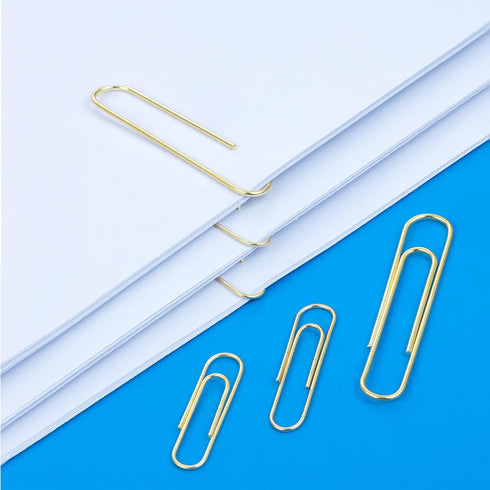 Paper Clips, 500 PCS Paper Clips Assorted Sizes, Gold Paper Clip, Small, Medium and Large Paper Clips...