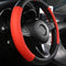 Black Panther Premium Textured Leather Auto Car Steering Wheel Cover, Anti-Slip and Comfortable Grip, 15 inch Universal - Black + Red...