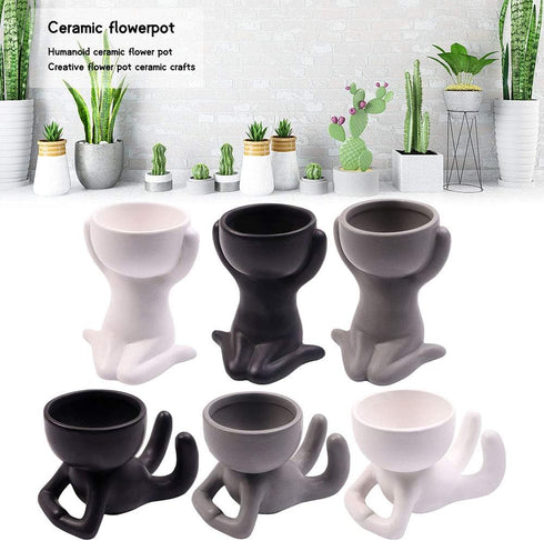 Succulent Planters, Handicraft Creative Flower Decoration Ornaments, Cute Ceramic Flower Succulent Pot with Drainage, Suitable for Flower Shops, H...