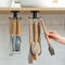 2pcs Under Cabinet Kitchen Utensil Hooks,360° Rotating Drilling Free Adhesive Utensils Hanging Rack for Tools/Towel/Knife (Black)...