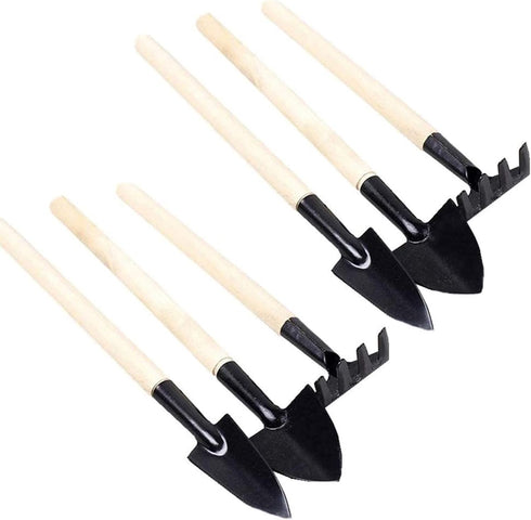 6 Pcs Garden Tools Mini Gardening Kit Plant Potted Flower Gadget Wooden Handles for Transplanting Seedlings, Cultivating and Weeding Flowers and V...