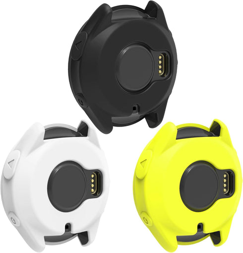 3 Pack Watch Cases Cover Intended for Garmin Forerunner 965 Silicone Protective Case Shell Smartwatch Accessories (Black+White+Yellow)...