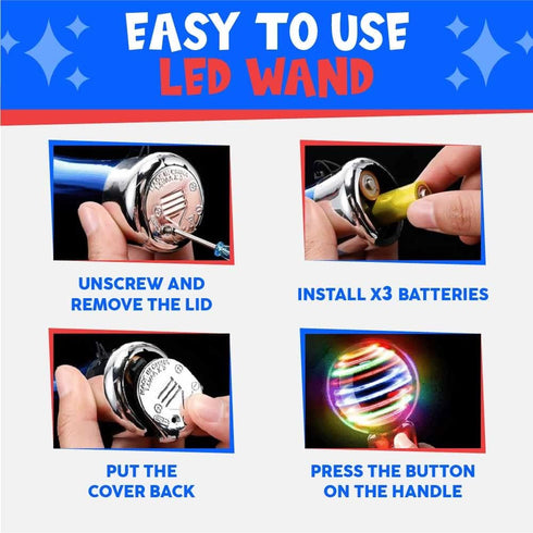 Toysery Spinning Light Up Toy Magic Wand for Kids, LED Light Up Wand Toy for Boys and Girls. Provides Thrilling Light Show Autism Sensory Toys...