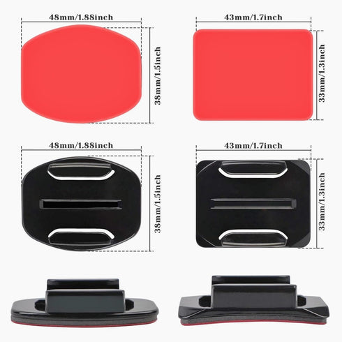 Universal Action Camera Accessory Mount Kit, Curved & Flat Adhesive Sticky Mount, Quick Release Buckle Mount, J-Hook Buckle Mount, 3-Way Pivot Arm...
