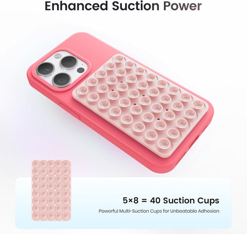 Double Sided Suction Cup Phone Mount,Silicone Suction Phone Case Adhesive Mount with Higher Suction Power for iPhone and Android, Phone Suction Gr...