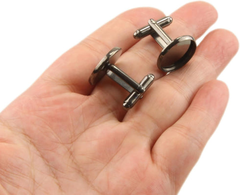 12Sets/24pcs Men’s Cufflinks Cuff Links Button Cabochon Blank Trays Frame with Clear Glass Dome for DIY Craft...
