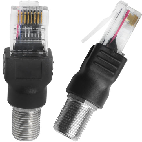 2PCS F Type to RJ45 8P Crystal Head Adapter Female to Male Coaxial Sleeve Converter for Cable Tester Monitor Digital Signal Compatible Black...