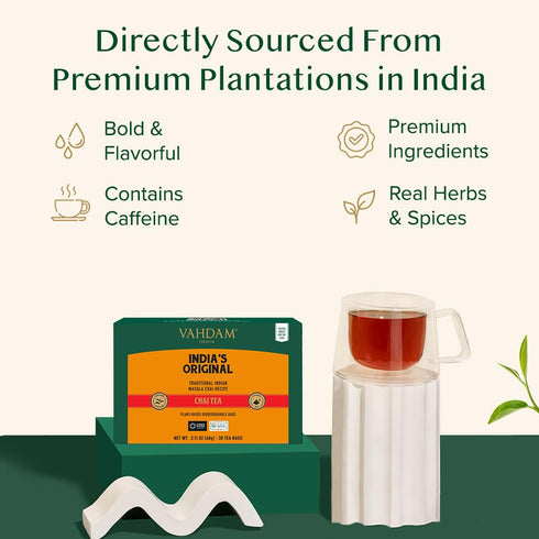 VAHDAM, India's Original Masala Chai Tea (30 Pyramid Tea Bags) Non GMO, Gluten Free, No Artificial Flavors | Blended w/Exotic Spices | Chai Tea Ba...