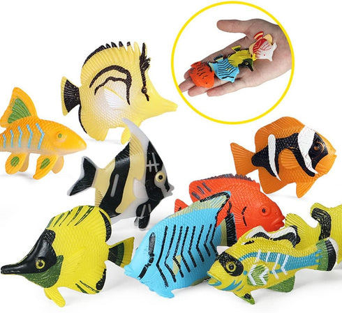 RCOMG 24PCS Tropical Fish Toys, Plastic Sea Creatures Figurines Set, Educational Learning Ocean Animal Figures, Party Favor Miniature Toys Gifts f...