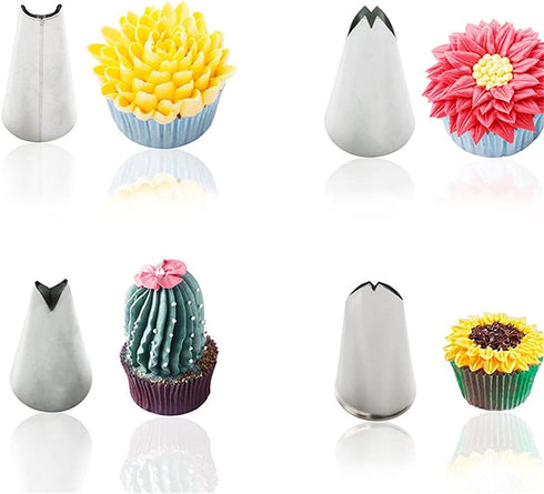 Meao 7 Pieces Piping Tips Set - Stainless Steel Piping Nozzles Kit for Pastry Cupcakes Cakes Cookies Decorating (Silver #6)...