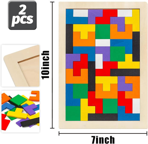 3 otters Wooden Blocks Puzzle, 2 Sets Russian Blocks Wooden Jigsaw Puzzles Brain Games Intelligence Toys for Kids White Elephant Gifts Party Favor...