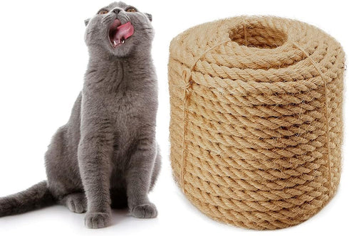 Sisal Rope 6mm for Cat Scratcher Repair and Replace Cat Scratching Post, DIY Scratching Furniture - Cat Tree, Scratch Carpet & Mat, Cat Kicker Toy...