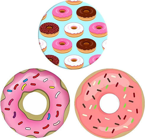 Multi-Functional Grip Mobile Phone Stands and Finger Holder (3 Pack) - Enamel Donut Pink Red Doughnut Lovers...