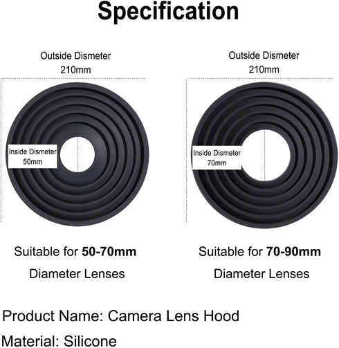 Camera Lens Hood, Collapsible Reversible Filter Thread Rubber Digital Lens Hood DSLR Lens Cap Shade...
