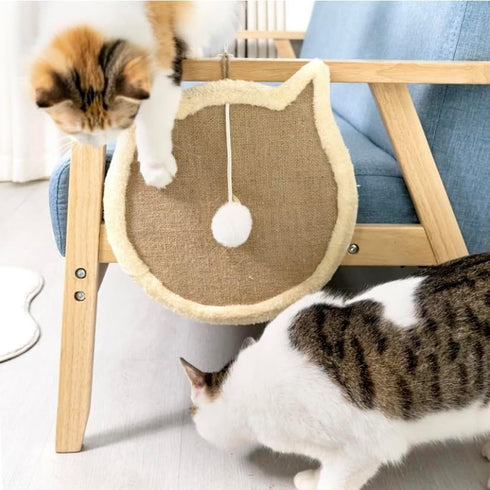 Nanu Lopez Cat Scratching Wall Pad, Premium Plush Small Scratcher Post with Hanging Ball for Indoor Cats, Durable Recyclable...