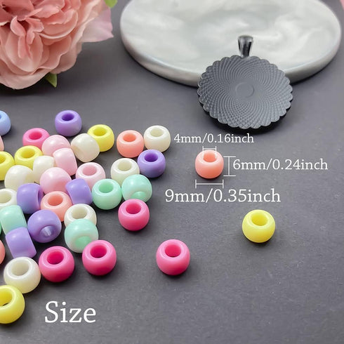 Pony Beads, 300 Pcs Rainbow Acrylic Craft Beads, Colorful Round Plastic Spacer Beads for DIY Jewelry Craft Making Necklace Rainbow Bracelet...