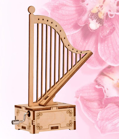 ibasenice Wooden Harp Model 2pcs Box 3 d Puzzles Bulk Puzzles for Kids Chritmas Puzzles DIY Model Building Music Box Ornament Treasure Box Manual ...