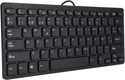 Mini Keyboard Wired Ultra-Thin 78 Keys USB Keyboards,Portable Spanish Keyboard USB for Desktop Computer,Suitable for Both Office and Games,Black...