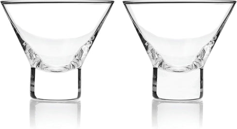 Viski Heavy Base Stemless Martini Glasses Set of 2 - Premium Short Crystal Cocktail Glass Gift Set, 7.5 oz....