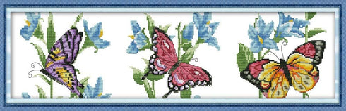 Cross Stitch Kits, Butterflies Flying Awesocrafts Easy Patterns Cross Stitching Embroidery Kit Supplies Christmas Gifts, Stamped or Counted (Butte...