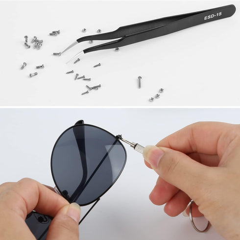 Eyeglass Repair Kits, Kingsdun Eye Glasses Repairing Kit with Precision Screwdriver Set & 1200PCS Screws, Curved Tweezers for Eyeglass, Sunglasses...