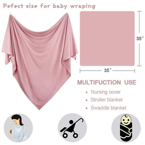 OWLOWLA Newborn Swaddle Set Stretch Wrap Swaddle Receiving Blanket for Baby Boy Girl(Blush-rm)...