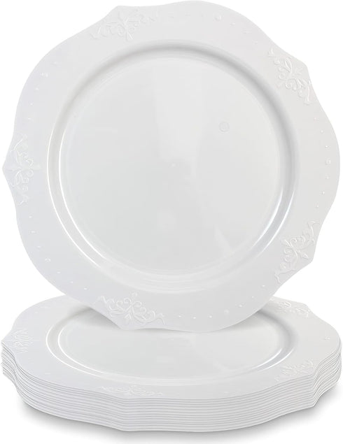 Elegant White "Antique" Plates - 10" (Pack of 20) - Timeless Design - Perfect for Parties & Special Occasions...