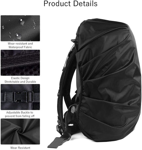 LAMA 2pcs Waterproof Rain Cover for Backpack, Reflective Rainproof Protector for Anti-dust and Anti-Theft M 26L-40L Black...