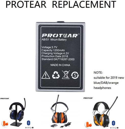 Lithium Battery Replacement,Rechargeable Battery,Suitable for Our Rechargeable Bluetooth Headphones Noise Reduction Ear Earmuffs...