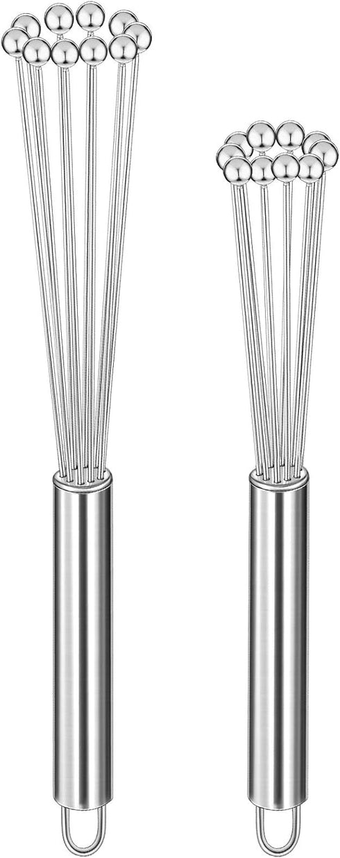 Patelai 2 Pieces Stainless Steel Ball Whisk Wire Egg Whisk Set Kitchen for Cooking, Blending, Whisking, Beating, Stirring(10 Inch and 12 Inch)...