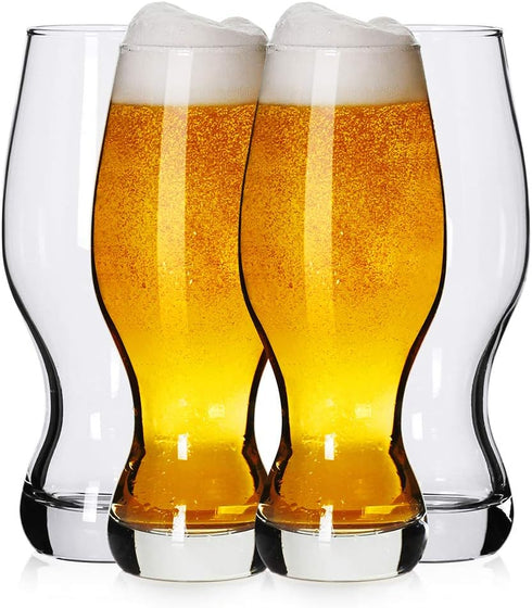 LUXU IPA Beer Glasses(Set of 4),16 oz Pilsner Beer Glasses,Craft Beer Bar Glasses,Lead-free Drinking Glasses,Ideal Gifts for Lager,Ale or Craft Be...