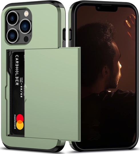 Nvollnoe for iPhone 13 Pro Case with Card Holder Heavy Duty Protective Dual Layer Shockproof Hidden Card Slot Slim Wallet Case for iPhone 13 Pro f...