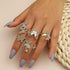 5 Pcs Butterfly Statement Rings Set for Women Girls Wedding Promise Engagement Cubic Zirconia Gold Plated Open Band Knuckle Rings Comfort Fit Fash...