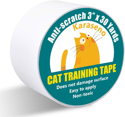 Anti Cat Scratch Tape, 3 inches x 30 Yards Cat Training Tape, 100% Transparent Clear Double Sided Cat Scratch Deterrent Tape, Furniture Protector ...