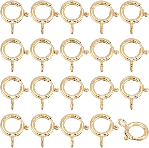 BENECREAT 20 PCS 14K Gold Filled Spring Ring Clasps for Necklace Bracelet Jewelry DIY Making (8mm x 6mm x 1mm)...