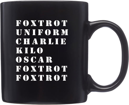 Rogue River Tactical Funny Novelty Coffee Mug - Military Alphabet Foxtrot OFF Black Cup, Great Gift Idea for Military Veteran, 11 Oz, Black...