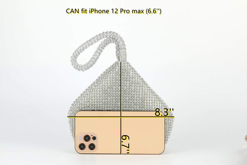 Vgift Upgraded Medium Rhinestone Wrist Purse, Women Bling Evening Bag Sparkly Clutch for Prom Night Out Cocktail...