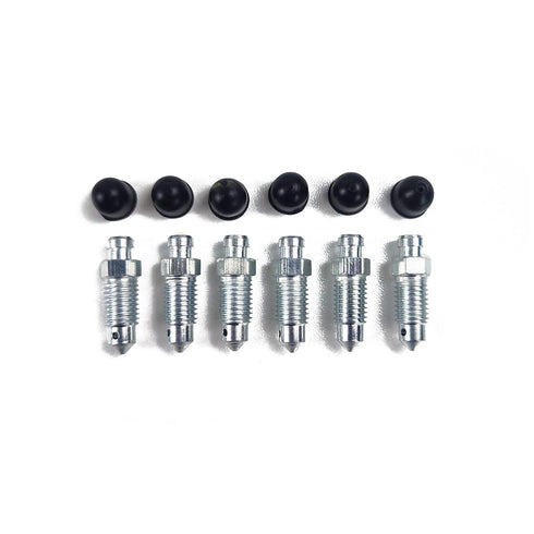 6 PCS Brake Bleeder Screws with Dust Cover,Wheel Cylinder Bleeder Valve,Caliper Bleeder Screw with Rubber Cap 5/16-24 * 1.01 Inch Length, Bleeding...
