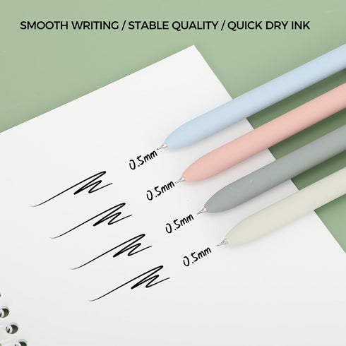 Ddaowanx Gel Pens, 4 Pcs 0.5mm Quick Dry Black Ink Pens Fine Point Smooth Writing Pens, Cute Office School Supplies Gifts for Women (4 Pcs Morandi...
