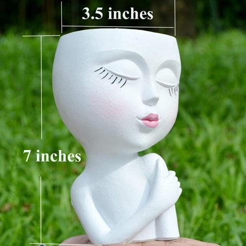 Face Planter, Head Planters for Indoor Plants, Cute Succulent Pot, Heads Plant Pots, Small Plant Pot, Girl Flower Pots with Drainage Hole, Unique ...