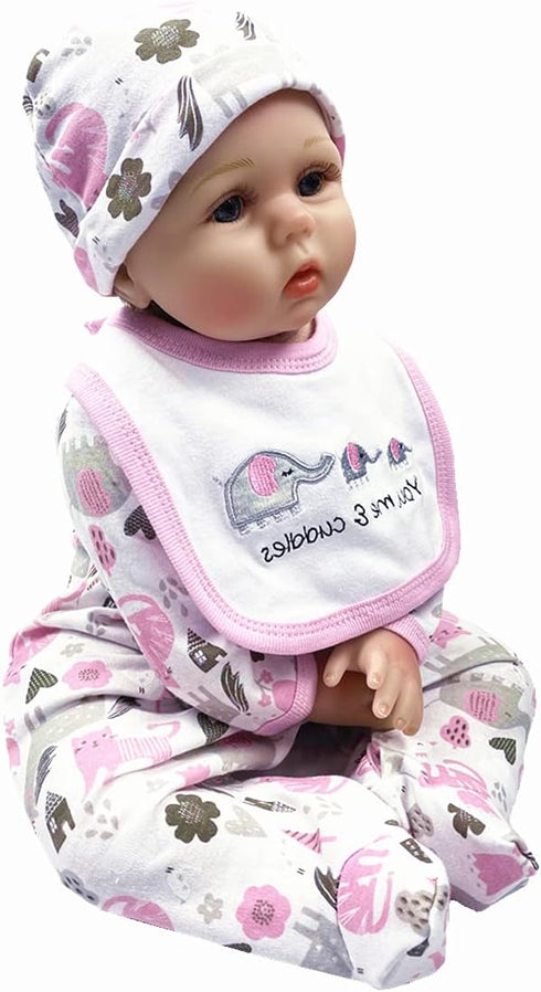 Reborn Baby Girl Doll Clothes 22 inch Newborn Outfits Accesories Elephant 5 Piece Set for 20-22 inch Reborn Doll Matching Clothing...