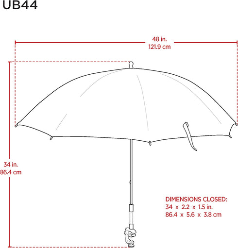 Rio Brands Wave Beach 4' Adjustable Clamp-On Beach Umbrella and Sun Shade, Lightweight Polyester Umbrella with Clamp for Chair...