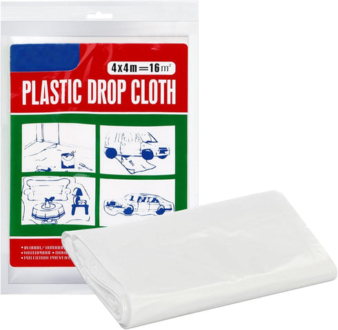 Plastic Drop Cloth, Plastic Sheeting 13x13 Feet Plastic Drop Cloths for Painting Waterproof Dustproof Paint Plastic Covering Furniture Cover Floor...