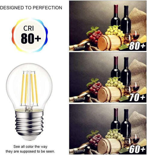 LED Edison Light Bulbs, Non-Dimmable 4W G45 2700 Kelvin E26 LED Bulb, 40W Incandescent Equivalent Warm White Light Bulb for Tiffany Large Table La...
