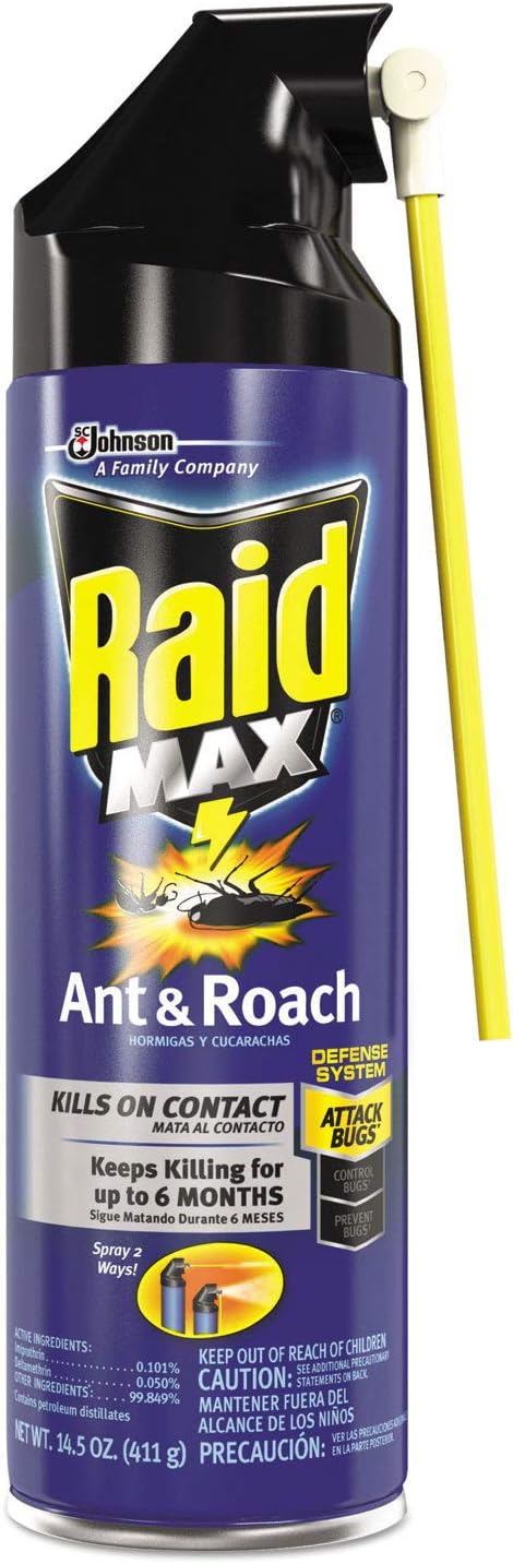 Raid Max Ant and Roach Killer Spray, Kills on Contact, Keeps Killing for up to 6 Months, 14.5 oz...