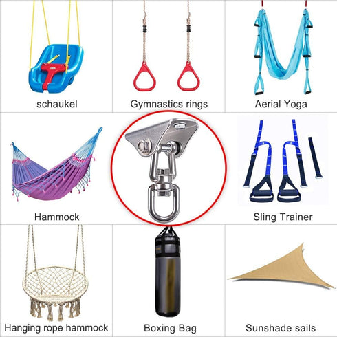 SELEWARE Stainless Steel Swing Hanger Heavy Duty Ceiling Swing Mount Free Swivel Swing Hook Swing Hardware Kit for Yoga Swing Hammock Chair Porch ...