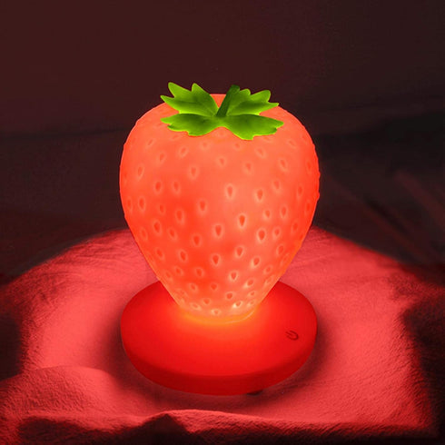 Strawberry Night Light, Cute Silicone Strawberry Lamp, LED Cute Night Light, Bedside Color Changing Lamp, 3 Modes Touch for Birthday, Christmas...