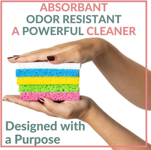 bioGo 30 Pack Compostable Pop-Up Sponges - Expanding, Non-Scratch, Plant-Based Dish Sponges...
